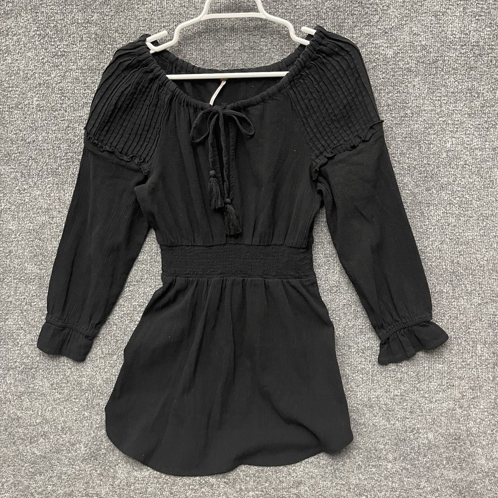 Free People Early Morning Tunic Dress Women's Size S Black